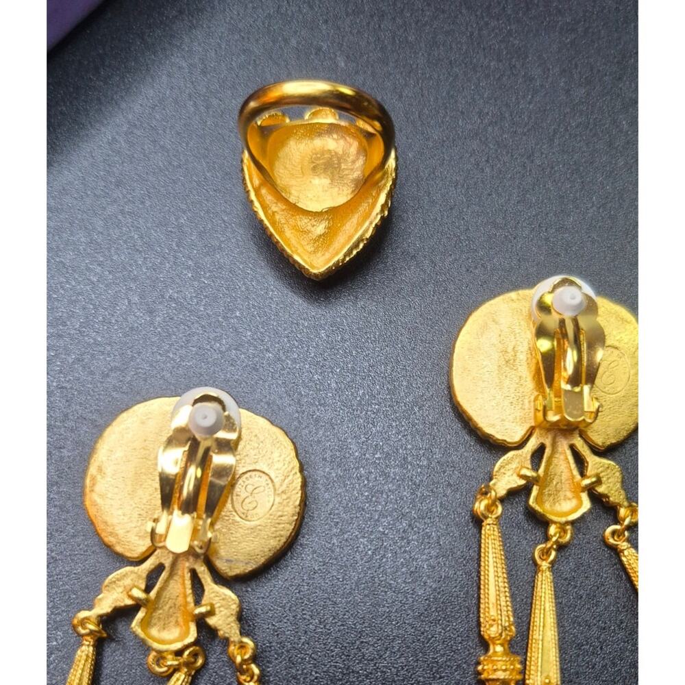 Elizabeth Taylor for Avon Egyptian Revival Phoenix Earrings and Ring - Picture 10 of 11